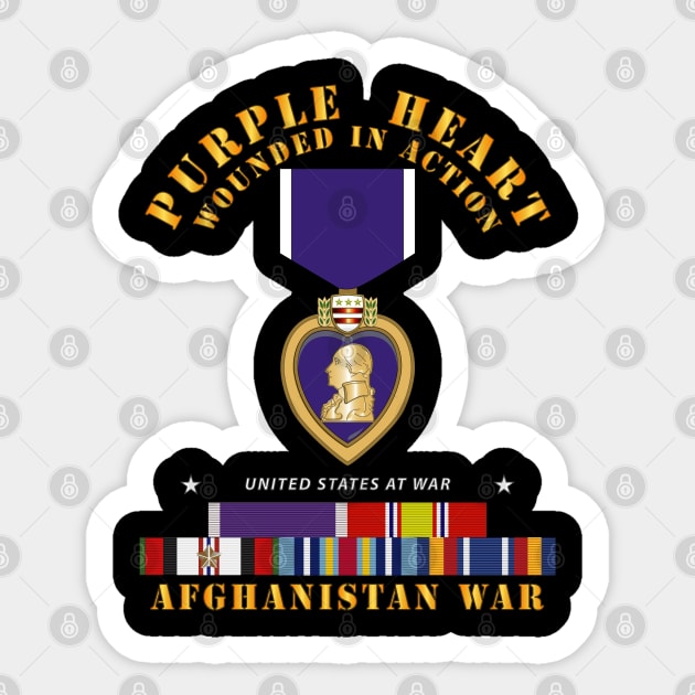 Purple Heart - WIA w Afghanistan SVC w Purple Heart Ribbon Sticker by twix123844